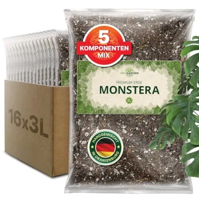 Abbildung von ORAGARDEN Monstera Erde für Zimmerpflanzen und Garten 48L Substrat Pflanzen, Palmen, Blumen 5 Komponenten Blumenerde