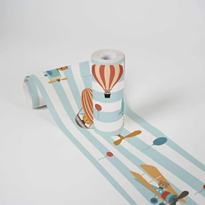 Abbildung von A.S. Création Bordüre &quot;Flying Party&quot;, Tapete Kinderzimmer Blau Orange Braun