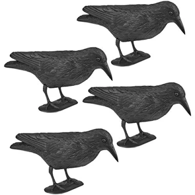 Abbildung von WELLGRO 4 x Vogelschreck Krähe sitzend Kunststoff, schwarz