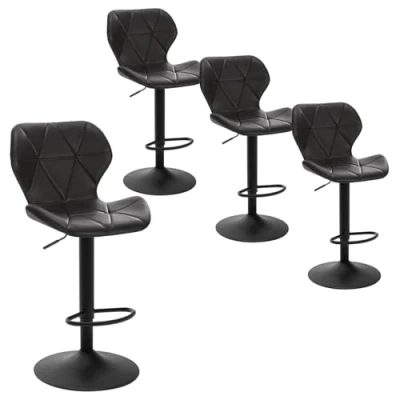Abbildung von EUGAD 0665BY 4 4X Barhocker Bistrohocker Designer Hocker Tresenhocker Retro höhenverstellbar und 360 drenbar mit Rückenlehne aus Kunstleder Metall Anthrazit