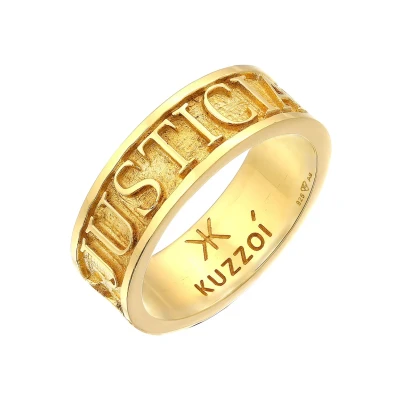 Abbildung von Kuzzoi BAND Lettering Ring goldcoloured, Herren, Größe: 62, Gold coloured