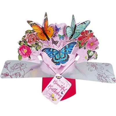 Abbildung von Suki Gifts POP131 Pop Up Grusskarte, Schmetterlinge, mehrfarbig