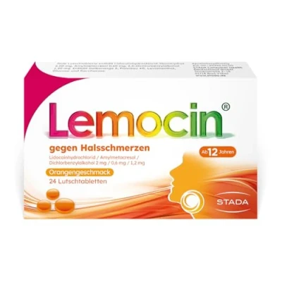 Abbildung von Lemocin gegen Halsschmerzen Orangengeschmack 24 St