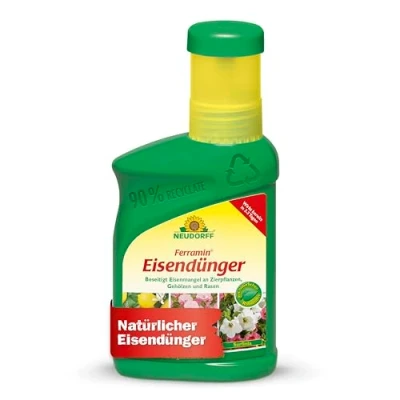 Abbildung von Neudorff Ferramin Eisendünger Natürlicher für Zitruspflanzen, Zierpflanzen und Rasen kräftig grüne Blätter Rasengräser, 250 ml