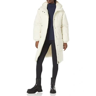 Abbildung von Amazon Essentials Damen Lange Oversize Daunenjacke mit Kapuze (in Übergröße erhältlich), Eierschalenweiß, XXL