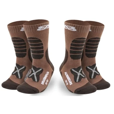 Abbildung von Premium Wandersocken aus Merino Wolle [2 Paar] Profi Trekkingsocken zum Wandern Outdoor Socken für Damen, Herren &amp; Kinder Warme Funktionssocken (Braun, 43 48)