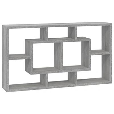 Abbildung von vidaXL Wandregal mit 8 Fächern Bücherregal Hängeregal Wandboard Regal Schweberegal Wohnzimmerregal Wandablage Ausstellungsregal Grau Sonoma