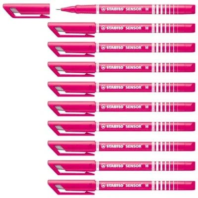 Abbildung von Fineliner mit gefederter Spitze STABILO SENSOR M medium 10er Pack pink