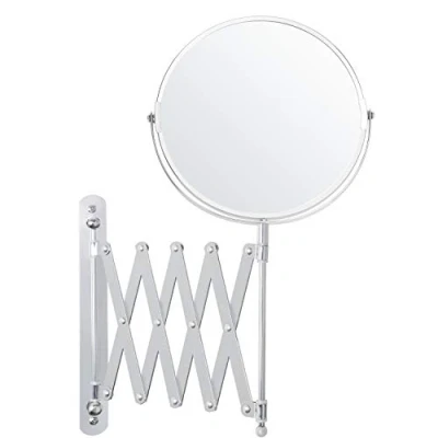 Abbildung von BELLE VOUS Chrom Spiegel Ausziehbar Kosmetikspiegel 360 Drehbar 3X Vergrößerungsspiegel Wandmontage 17,5X 18,5cm Wandspiegel Silber Edelstahl, Schminkspiegel Doppelt, Duschspiegel Rasierspiegel