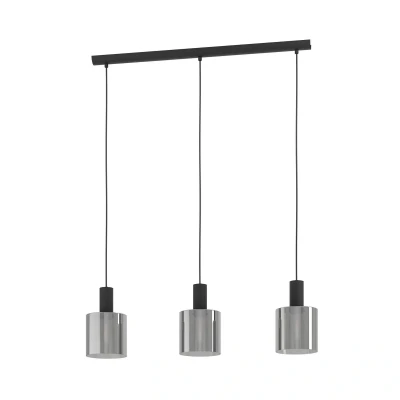 Abbildung von Hängelampe Gorosiba, schwarz, Länge 85 cm, Stahl/Glas, 3 flg