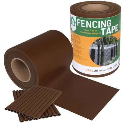Abbildung von Sarcia.eu Doppelstabmattenzaun Sichtschutzstreifen, 19cmx35m,450g/m2+20 Befestigungsclips,Anthrazit