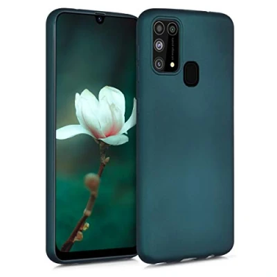 Abbildung von kwmobile Case kompatibel mit Samsung Galaxy M31 Hülle Schutzhülle aus Silikon metallisch schimmernd Handyhülle Metallic Petrol