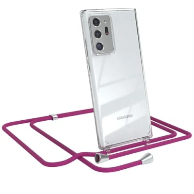 Abbildung von EAZY CASE Handykette kompatibel mit Samsung Galaxy Note 20 Ultra/Note Ultra 5G Handyhülle Umhängeband, Handykordel Schutzhülle, Silikonhülle, Hülle Band, Stylische Kette, Pink