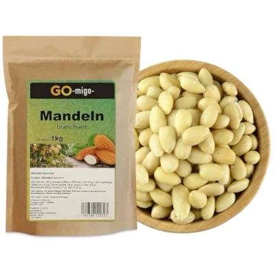 Abbildung von 1kg Mandeln blanchiert ganz Mandel Mandelkerne geschält Premium Qualität