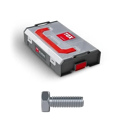 Abbildung von TOX L BOXX Mini Sechskantschrauben M8 + M10 Sortiment DIN 933, individuell anpassbar, stapel &amp; untereinander verklickbar, inklusive Maschinenschrauben M10, 90 tlg., 094903205