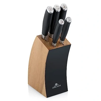 Abbildung von Gerlach Deco Black 5er Set Küchenmesser im Eichenblock
