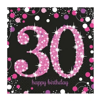 Abbildung von Servietten 60 Jahre Sparkling Pink 33x33cm 16 Stk.