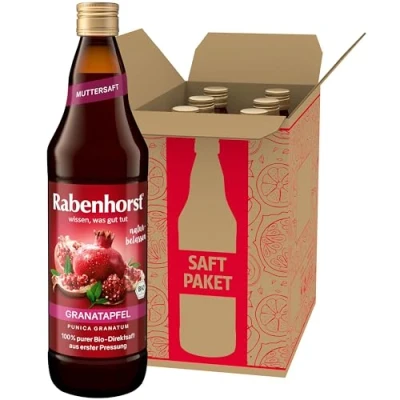 Abbildung von RABENHORST Granatapfel MUTTERSAFT BIO 6er Pack (6 x 700 ml) 100 % purer Direktsaft aus erster Pressung