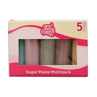 Abbildung von FunCakes Rollfondant Multipack Earth, Perfekt für Tortendekoration, Halal, Kosher und Glutenfrei. 5 Farben, Honey Gold, Red Urban Taupe, Old Rose, Teal Blue, x 100 g