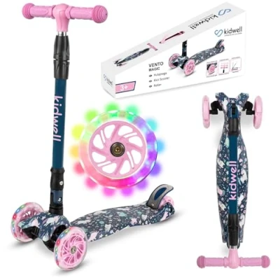 Abbildung von COIL Kinderroller, Dreiradscooter, Tretroller, Dreirad Balance Roller, Cityroller, ABEC 7 Lager, 3 stufige Lenkradverstellung, LED Räder (Magic)