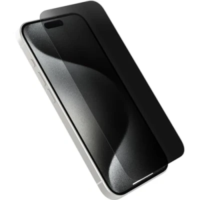 Abbildung von OtterBox Premium Pro Privacy Glass Displayschutz für iPhone 15 Pro, gehärtetes Glas, überragender Kratzschutz, übersteht Stürze bis zu 1.8m, antimikrobieller Schutz, Keine Einzelhandelsverpackung