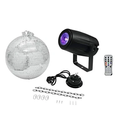 Abbildung von Eurolite Set Spiegelkugel 30 cm mit Motor + LED Pinspot PST 5 QCL schwarz Watt 4in1 in RGBW