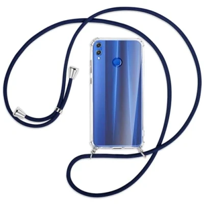 Abbildung von mtb more energy Handykette kompatibel mit Honor 8X (6.5&#039;&#039;) dunkelblau Smartphone Hülle zum Umhängen Anti Shock Full TPU Case