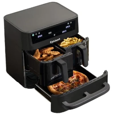 Abbildung von Cuisinart Tri Zone 13,6L Heißluftfritteuse &amp; Ofen PFAS frei XXXL Kapazität 3 Kochzonen 2x4,3L Körbe + 5L 9 in 1: Frittieren, Rösten, Grillen, Backen, Aufwärmen, Dörren, Pizza, Toast