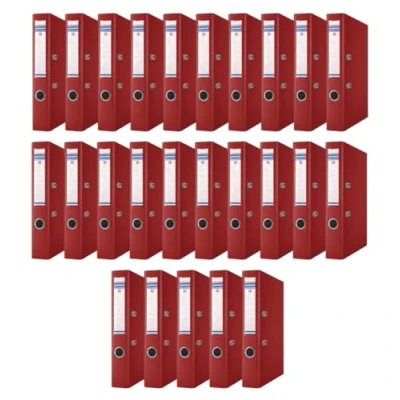Abbildung von DONAU Master Ordner Schmal 25er Pack/DIN A4 / 5 cm 25 Stück/Burgunderrote/Kunststoffbezug PP/Carton Papier Schlitzordner Büroordner Aktenordner Ringordner/Grünen Punkt