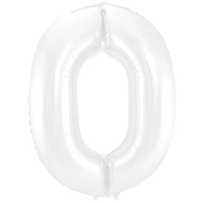 Abbildung von Folie Balloon Nummer 0 Matt White Metallic 86 cm
