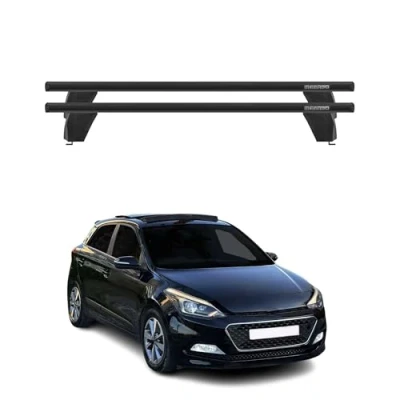 Abbildung von Menabo Dachträger Querträger kompatibel mit Hyundai i20 2014 2020 TÜV Aluminium Schwarz