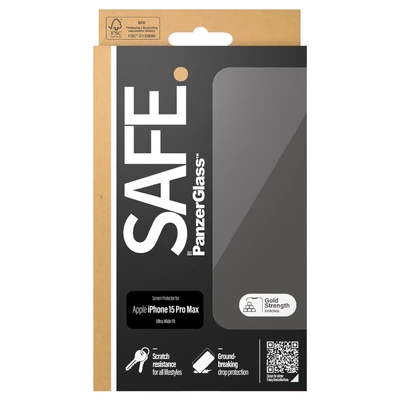 Abbildung von Apple iPhone 15 Pro Max Panzerglas PanzerGlass SAFE Ultra Wide Fit Screenprotector Displayschutz für das