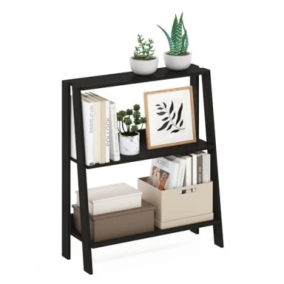 Abbildung von Furinno Ladder Leiter Bücherregal, Ausstellungsregal, 3 Ebenen, Espresso