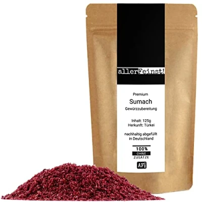 Abbildung von allerFeinst! Premium Sumach Pulver Gewürzzubereitung Sumak Essigbaumfrucht Essigbaumgewürz, 1er Pack (1 x 125g)