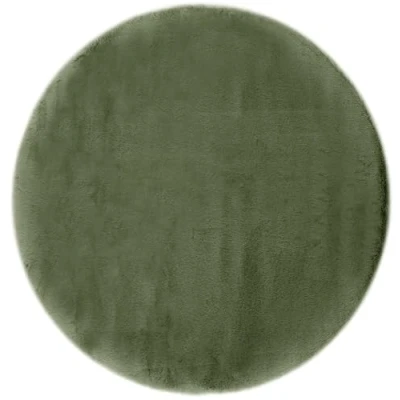 Abbildung von LUXOR living Kunstfell Coste Flauschiger Teppich Schlafzimmer ideal zur Verwendung als Bettvorleger gemütlicher Fellteppich Lammfell Imitat 120 cm rund dunkelgrün