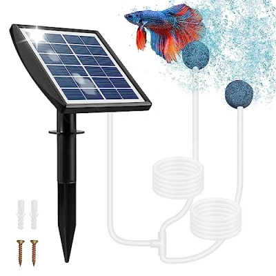 Abbildung von Weinsamkeit Teichbelüfter Solar, 2W Sauerstoffpumpe für Teich Solar mit 2200mAh Akku, Luftpumpe Sauerstoffrohr und Luftblasenstein, Aquarium Oxygenator Pool