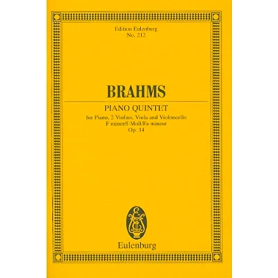 Abbildung von Klavierquintett f Moll: op. 34. Klavier, 2 Violinen, Viola und Violoncello. Studienpartitur. (Eulenburg Studienpartituren)