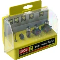 Abbildung von RYOBI 5 teiliges Fräserset RAKRBS5 (6 mm, kompatibel mit der Kantenfräse R18TR 0 und Oberfräser RRT1600 K)
