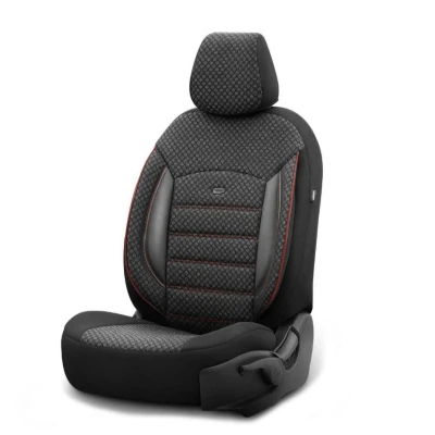 Abbildung von Otom OT78481 Sitzschonbezug schwarz/grau vorne und hinten OPEL: Corsa D Schrägheck, Astra H Caravan, K Sports Tourer, FORD: FIESTA 6