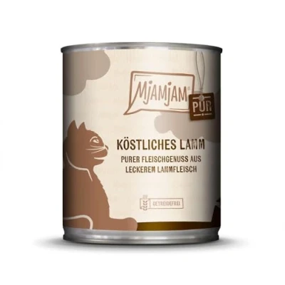 Abbildung von MjAMjAM Premium Nassfutter für Katzen purer Fleischgenuss köstliches Lamm pur, 6er Pack (6 x 800 g), getreidefrei mit extra viel Fleisch