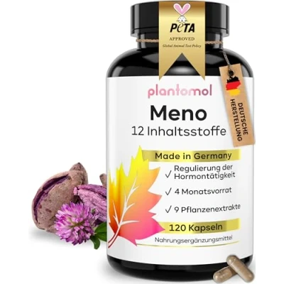Abbildung von 12fach Meno Komplex Wechseljahre Kapseln Hormon Balance Frauen mit Yamswurzel Rotklee Mönchspfeffer Ashwagandha &amp; B6 2 Monatsvorrat