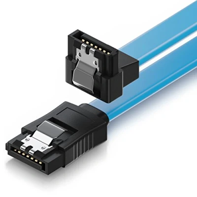 Abbildung von deleyCON 30cm SATA III Kabel S ATA 3 Datenkabel Verbindungskabel Anschlusskabel für HDD SSD mit Metall Clip 6 GBit/s 1x Gerade 90 L Type Stecker Blau