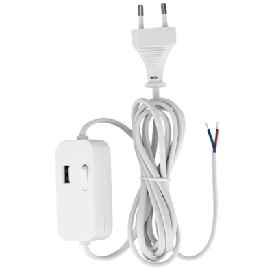 Abbildung von REV Zuleitung, Kabel mit Schalter und Eurostecker Zwischenschalter USB A, 2m, weiß