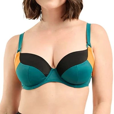 Abbildung von Sans Complexe Damen Beyond The Beach, tiefer sitzender Badeanzug, Black Green Yellow, 85C