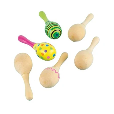 Abbildung von Baker Ross Maracas aus Holz zum Bemalen für Kinder Musikinstrument Rassel (4 Stück)