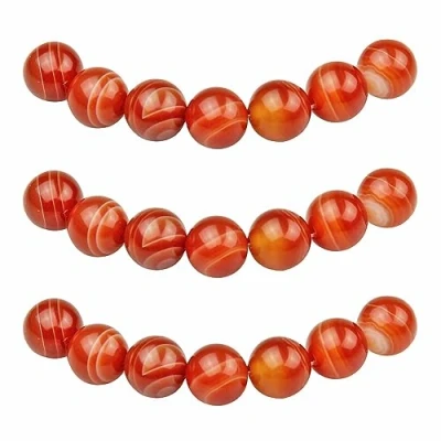 Abbildung von MJDCB Perlen zum Auffädeln 8mm 45 stück Rot Gestreifter Karneol Achat Halbedelsteine mit Loch Natürliche Lose Runde Steinperlen für Herstellung Schmuck Armbänder Halsketten