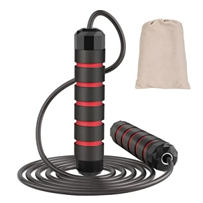Abbildung von hvoolee Springseil Erwachsene Fitness Speed Rope, Verstellbare Skipping Rope Jump Ideal für Sport Training geeignet und Kinder, BR003, BLACK+RED
