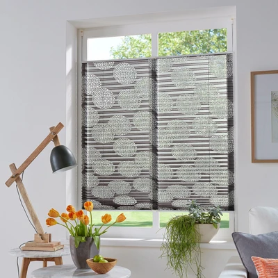 Abbildung von my home Plissee &quot;BELUM&quot;, Lichtschutz, ohne Bohren, verspannt, im Fixmaß, Ausbrenner, Kreise, Blumen, Klemmträger