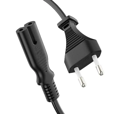 Abbildung von ETEC Stromkabel Netzkabel 2 Polig, 2,0m, Eurostecker Netzstecker Typ C auf IEC C7 Buchse Euro 8 Stecker, Strom Kabel Netzteil für PS3, PS4, PS5, Haushaltsgeräte, TV UVM, Schwarz