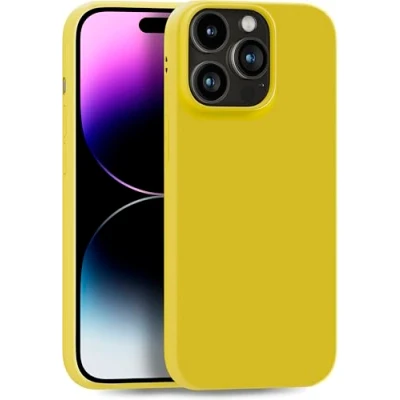 Abbildung von MyGadget Hülle kompatibel mit iPhone 14 Pro Max robuste Silikon Schutzhülle TPU Case Slim Silikonhülle Back Cover Ultra Kratzfest Handyhülle matt Gelb